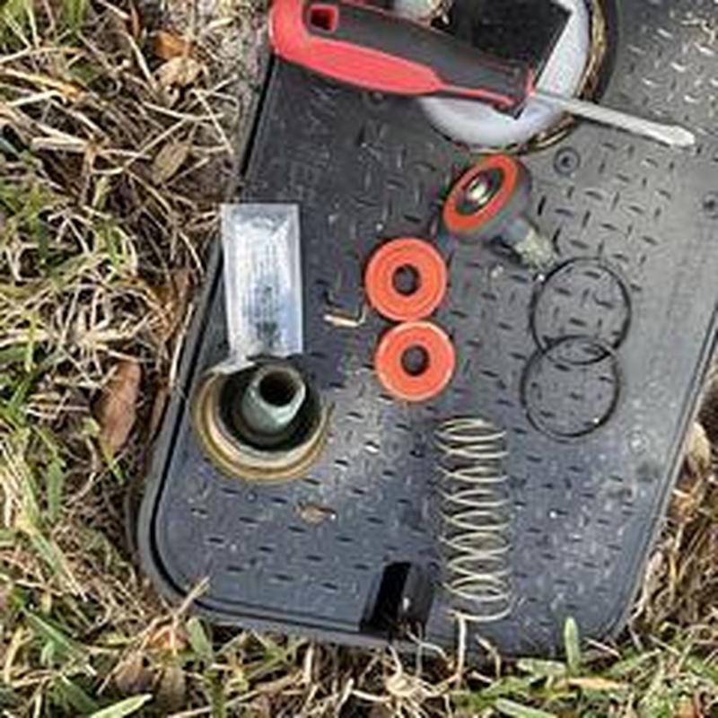 Backflow preventer parts and rubber seals on mat