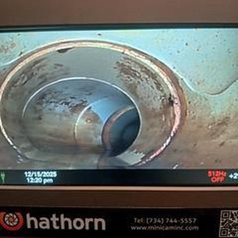 Sewer pipe internal inspection showing root intrusion