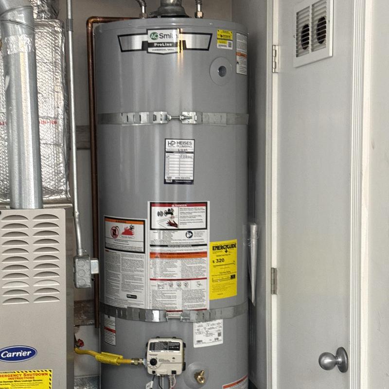 50-gallon water heater with new gas and water lines