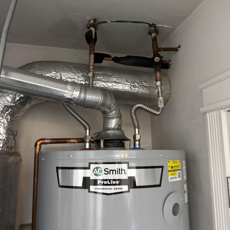 50-gallon water heater with new gas and water lines