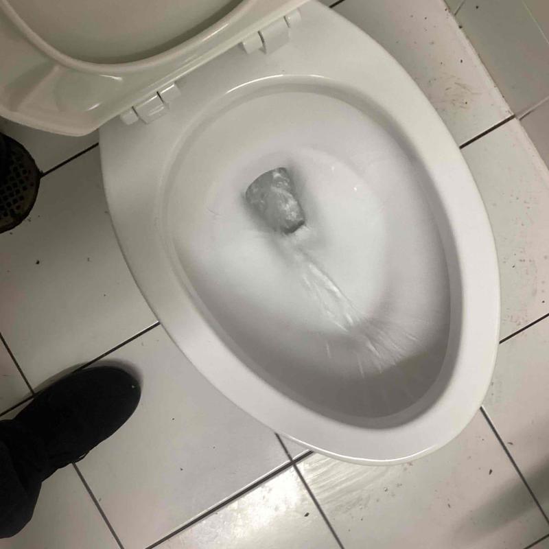 Toilet flushing with water flow inside bowl