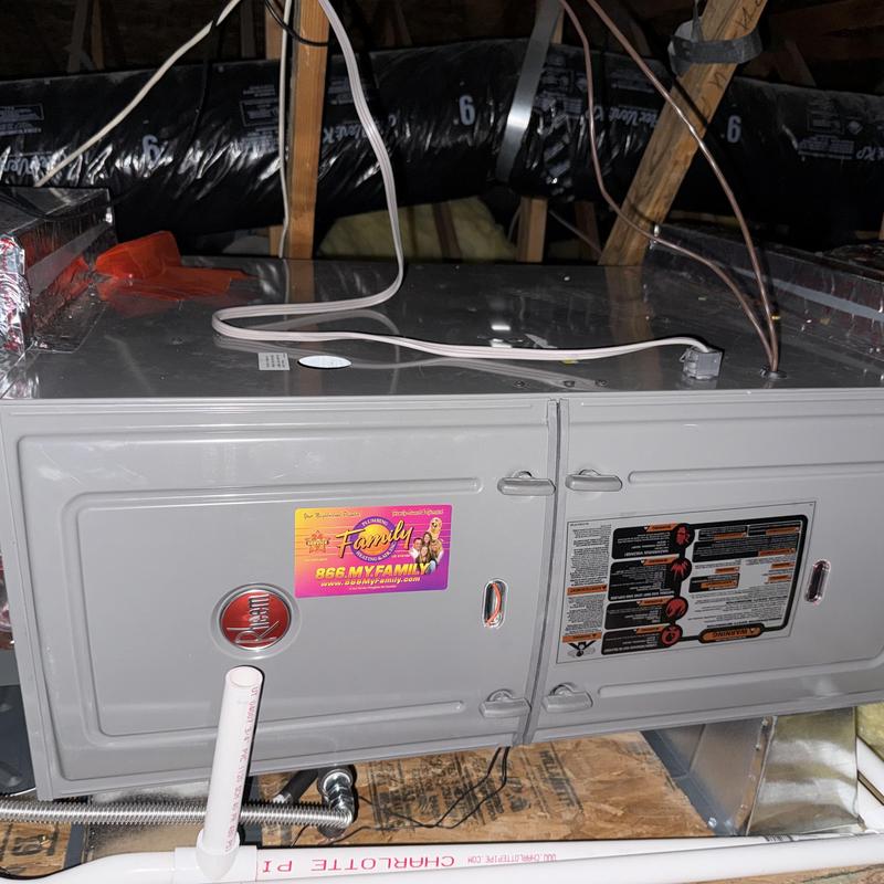 Rheem 3 ton horizontal furnace installed in attic