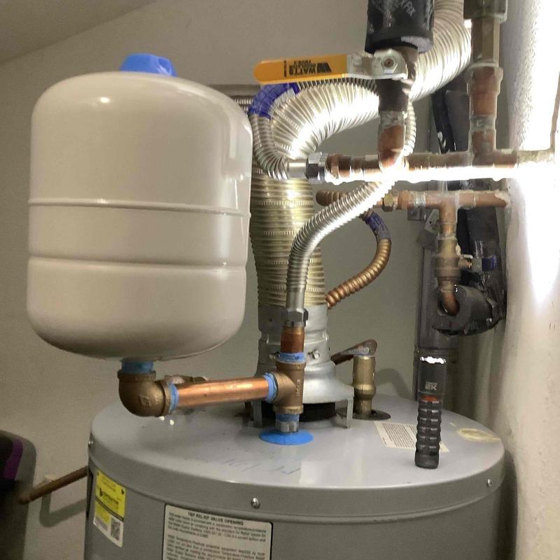Thermal expansion tank on water heater inlet