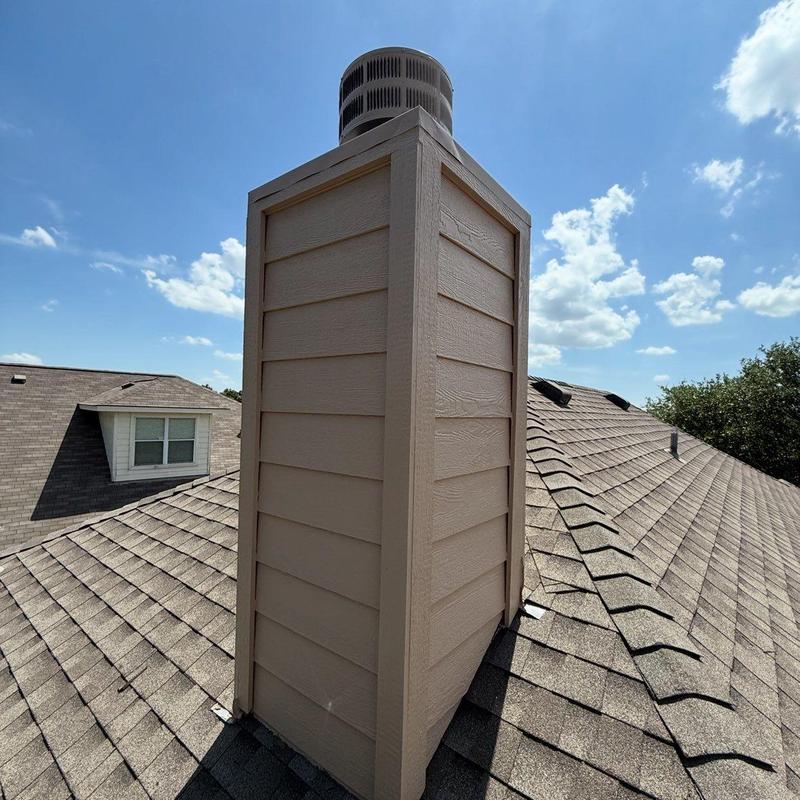 Chimney chase with LP SmartSide siding and trim Chimney chase with LP SmartSide siding and trim