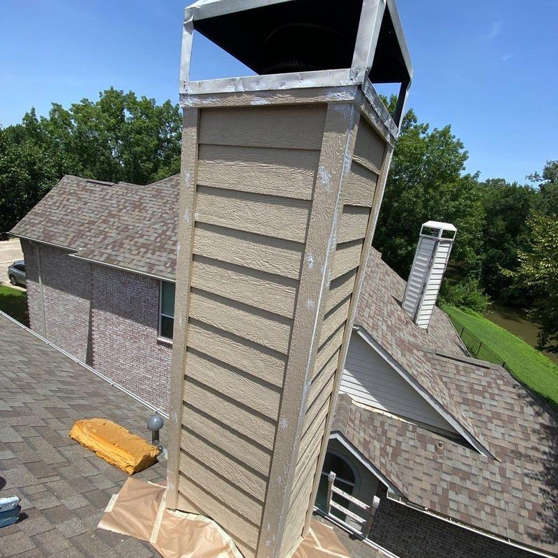 Chimney LP SmartSide trim and siding installation Chimney LP SmartSide trim and siding installation