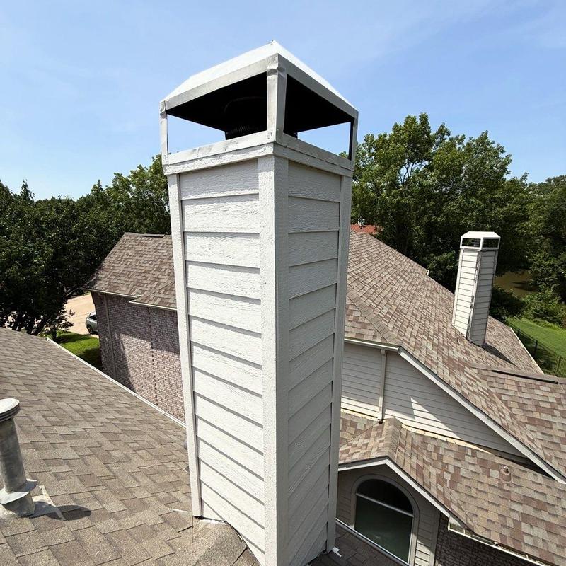 Chimney siding and trim with LP SmartSide installation Chimney siding and trim with LP SmartSide installation