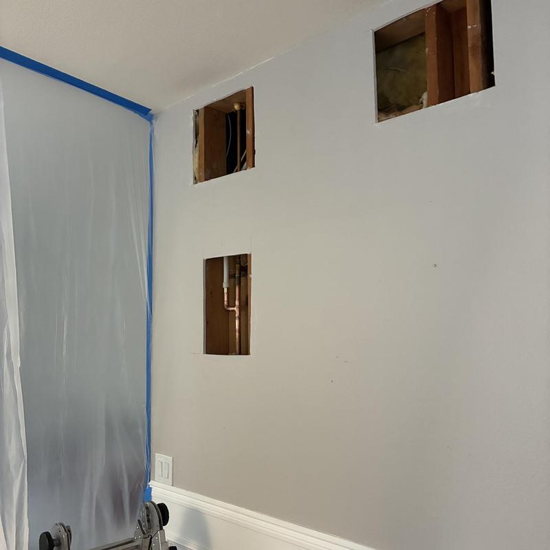 Copper hot water pipes reroute in wall cutouts Copper hot water pipes reroute in wall cutouts