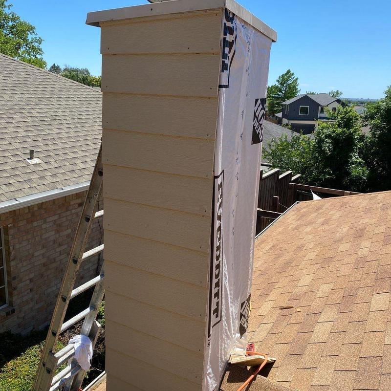 Chimney chase siding and trim with vapor barrier Chimney chase siding and trim with vapor barrier