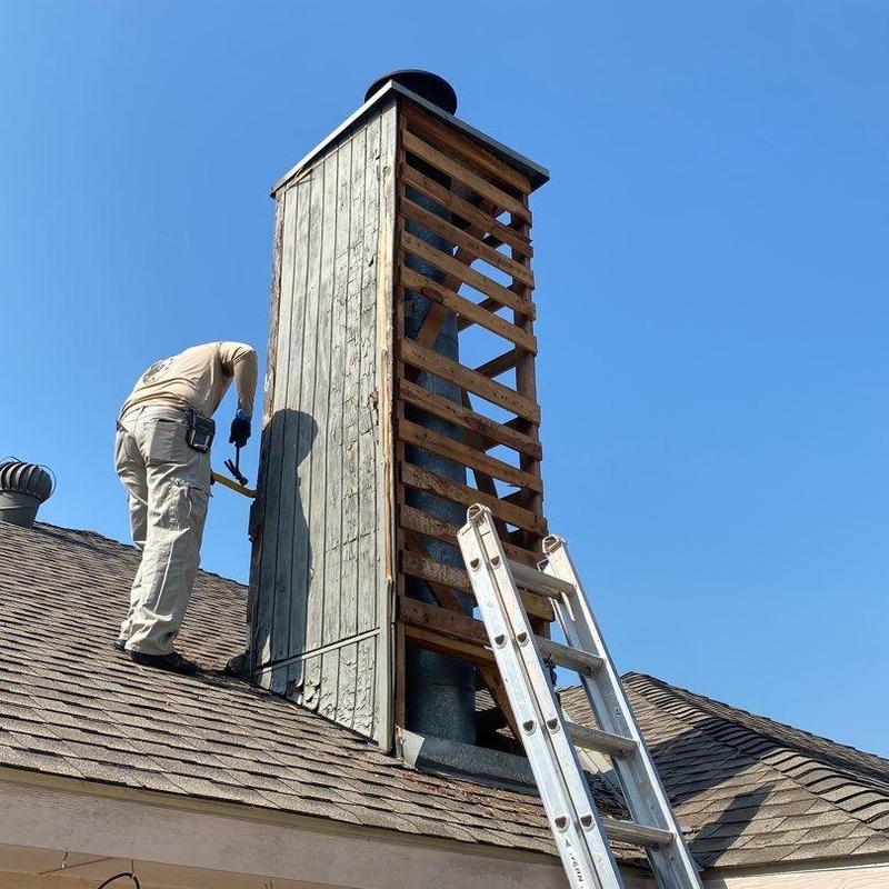 Chimney chase siding removal and framing repair Chimney chase siding removal and framing repair