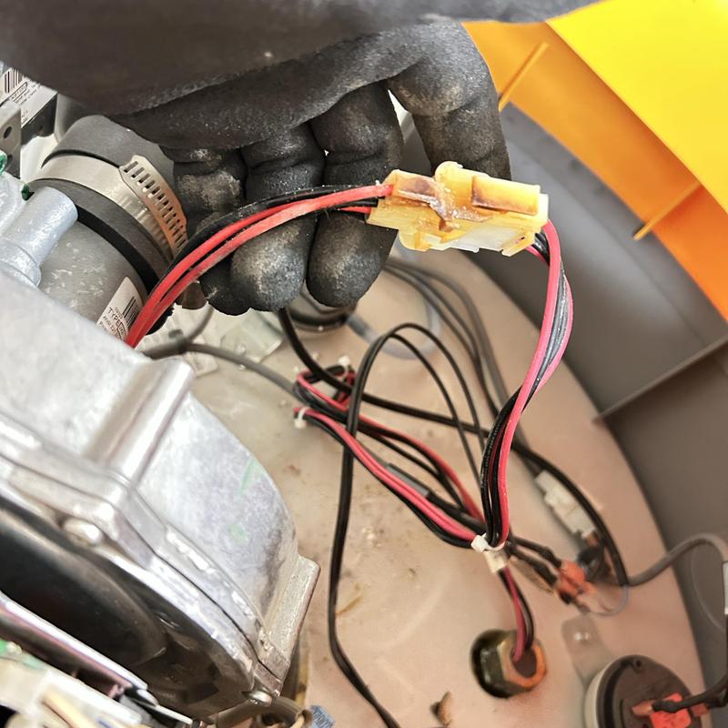 Igniter and flame rod wiring on heating unit