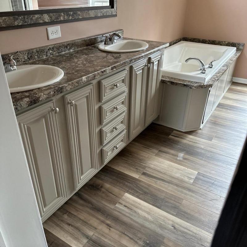 Bathroom cabinet doors and flooring replacement Bathroom cabinet doors and flooring replacement