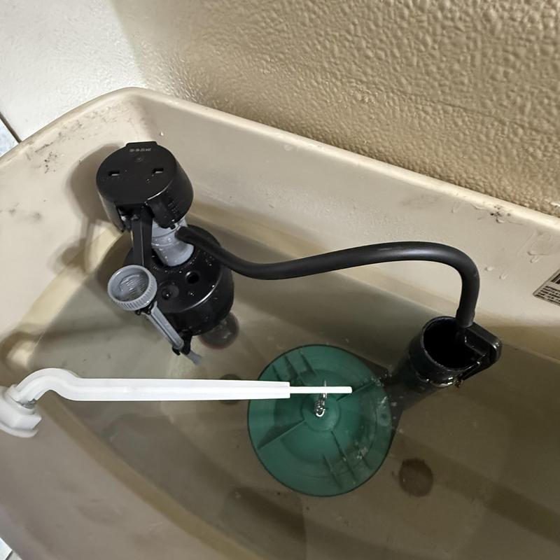 Toilet fill valve and flapper inside tank