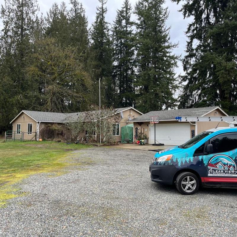 Attic ventilation issue at residential home with roofing van Attic ventilation issue at residential home with roofing van
