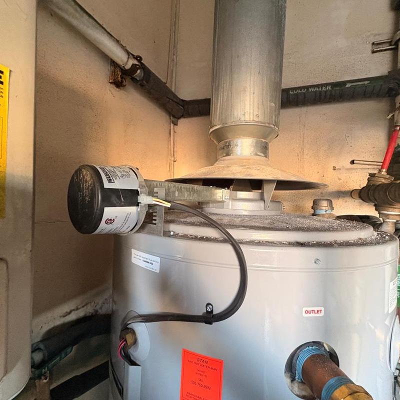 Motorized flu damper on AO Smith water heater