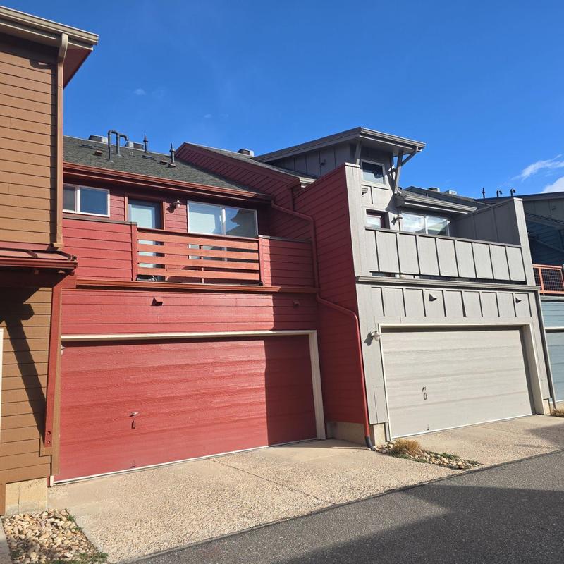 Garage doors and balconies on residential townhouses Garage doors and balconies on residential townhouses