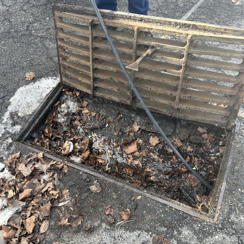 Storm drain jetting with leaf debris removal Storm drain jetting with leaf debris removal