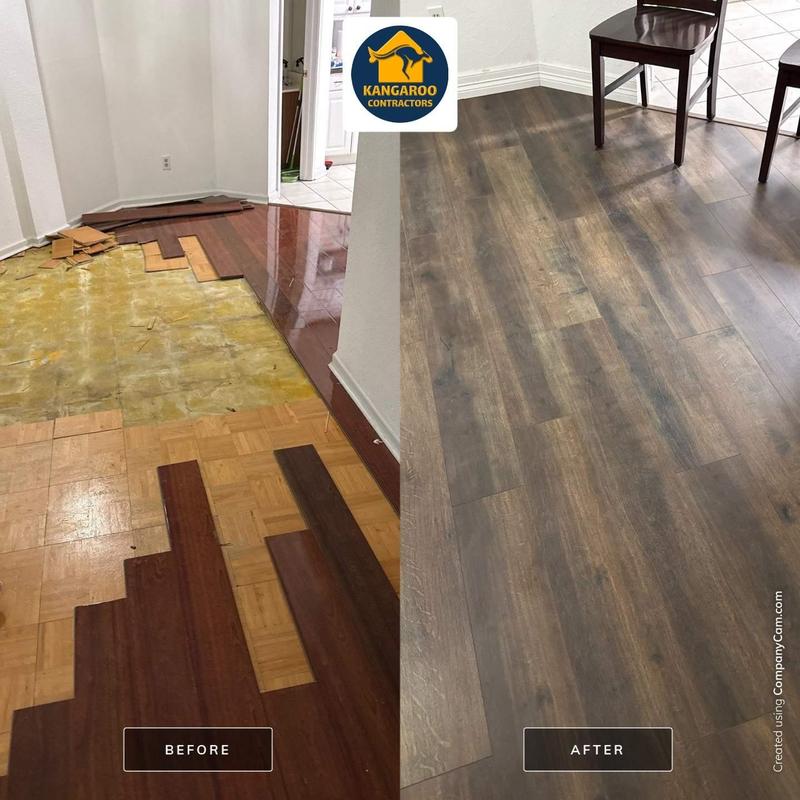 LVP flooring installation over removed parquet and laminate