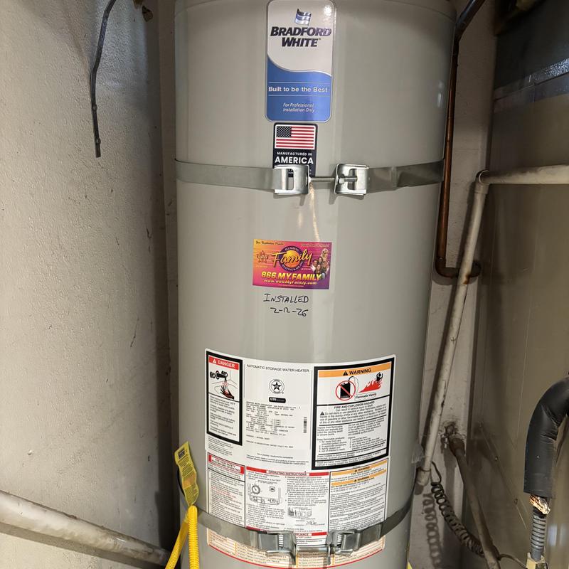 Bradford White 50 gallon gas water heater installation