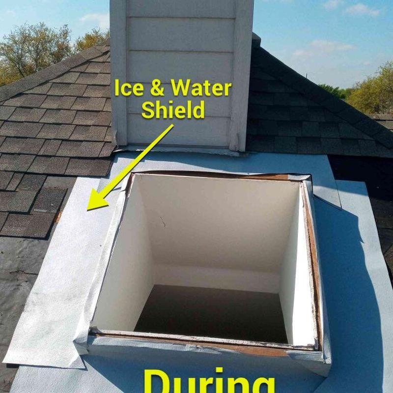 Ice and water shield installation around skylight opening