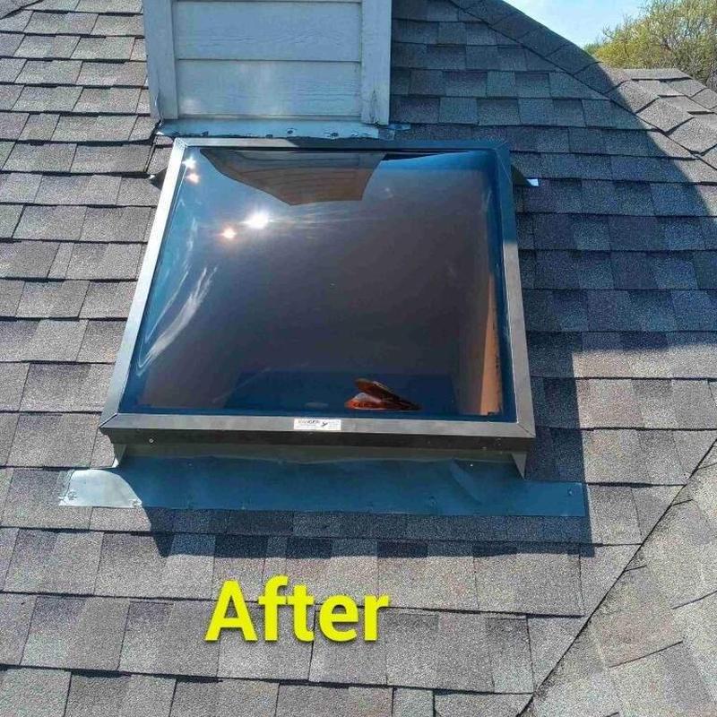 Skylight dome replacement with new flashings