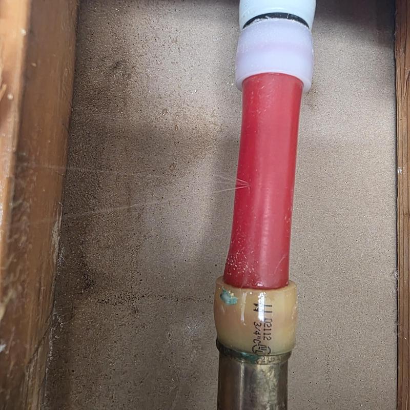 Pex piping leak with connections inside wall cavity