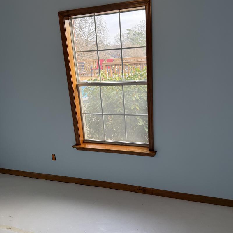Baseboard and window trim refinishing near vent opening Baseboard and window trim refinishing near vent opening