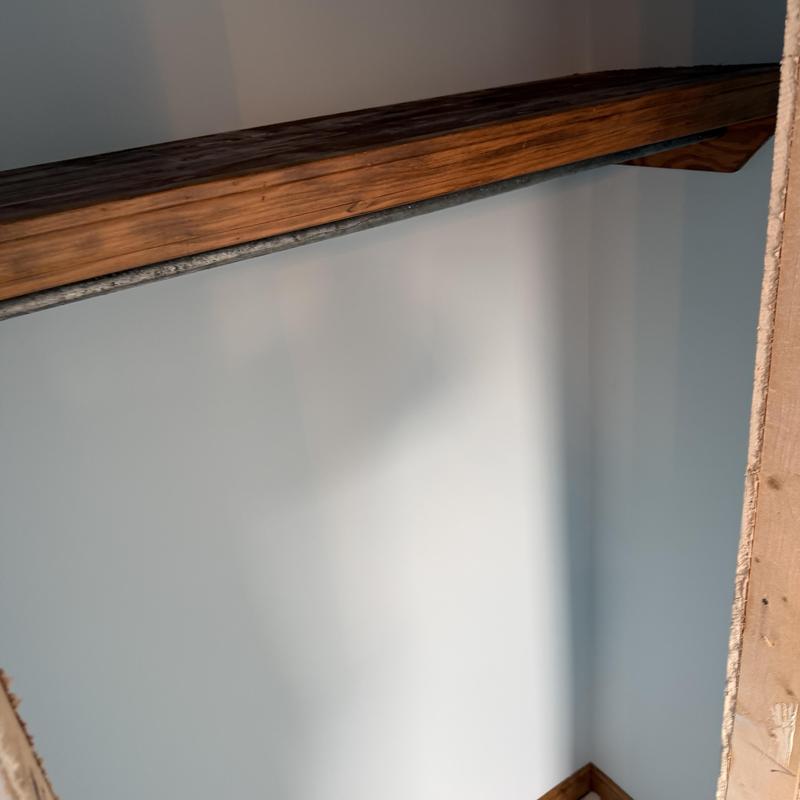 Cabinet vent and baseboard refinishing with wood crown Cabinet vent and baseboard refinishing with wood crown