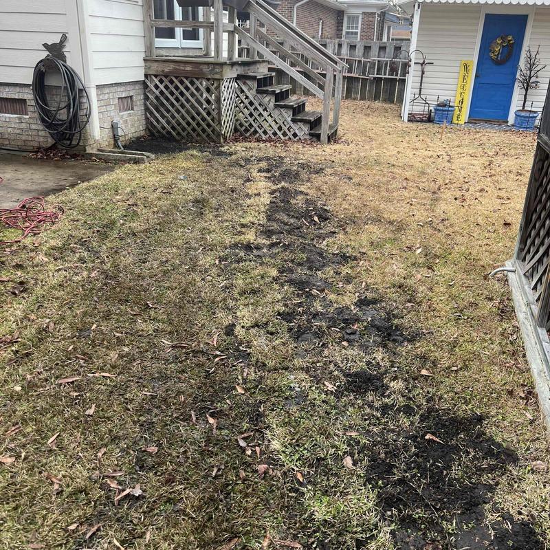 Underground drainage pipe trench excavation in yard Underground drainage pipe trench excavation in yard