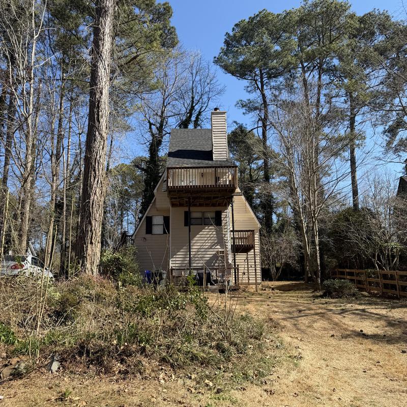Gutters on 3-story house with debris cleaned out