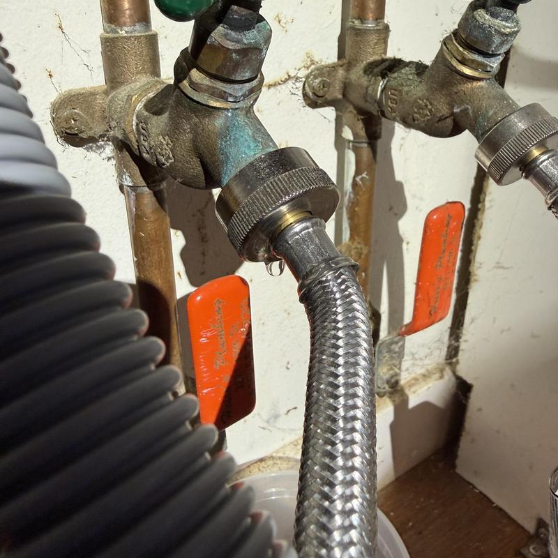 Washing machine supply line with shutoff valves
