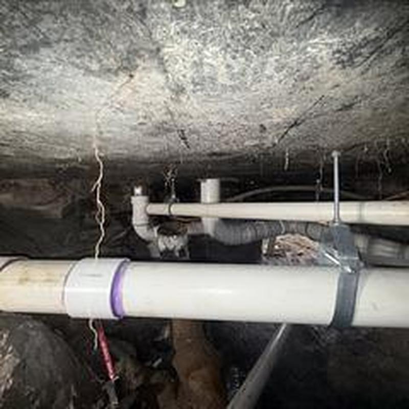 sch40 PVC sewer pipe replacement under slab with supports