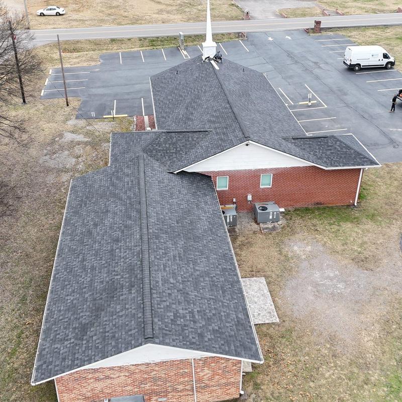Owens Corning Duration roof shingles on church building