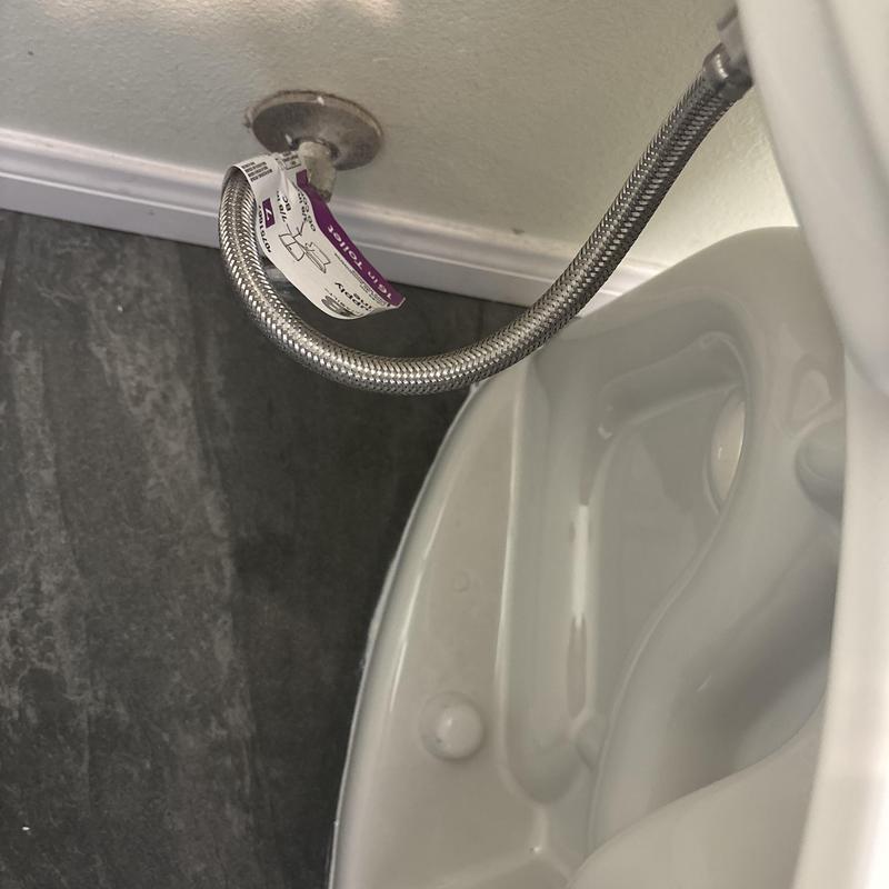 Elongated toilet supply line and angle stop installation Elongated toilet supply line and angle stop installation