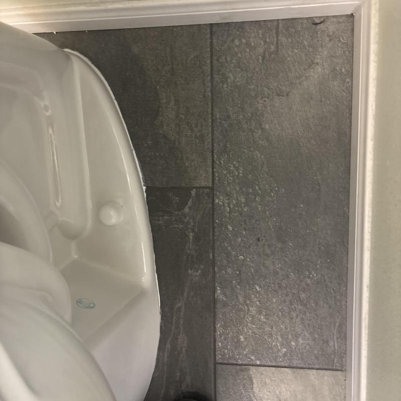 Elongated toilet installation with angle stop and supply line Elongated toilet installation with angle stop and supply line