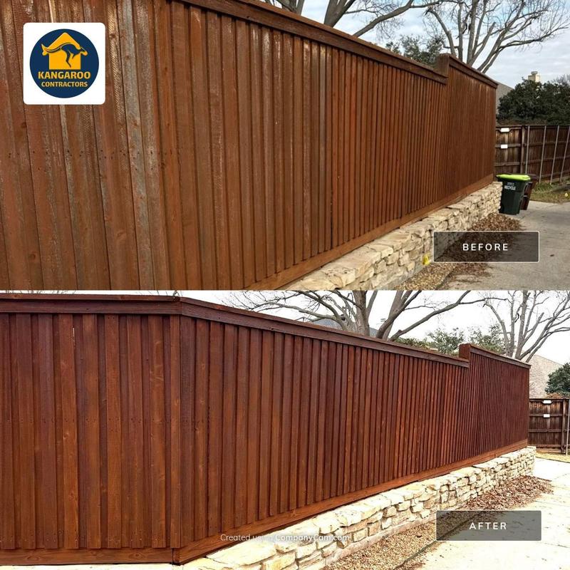 Wood fence with fresh oil-based stain in Plano TX