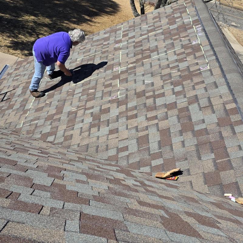 Asphalt shingle roof hail damage inspection in Terrell, TX