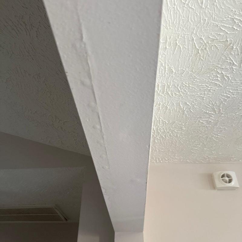 Drywall beam with water damage and ceiling vent