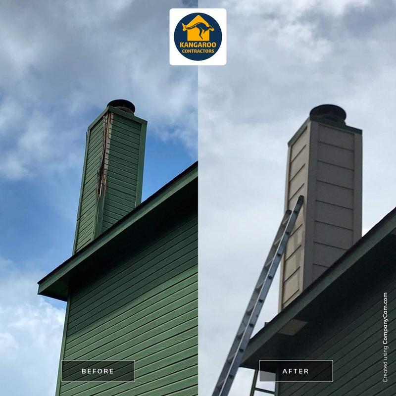 Chimney siding replacement before and after painting Chimney siding replacement before and after painting