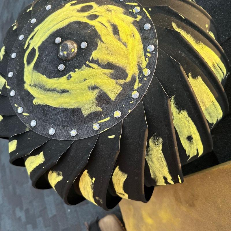 Turbine exhaust fan blades with yellow inspection marks