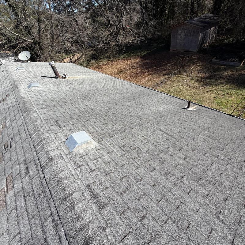 3-tab shingle roof with severe granular loss, Loganville