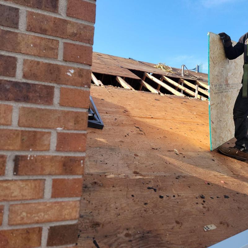 Plywood roof deck replacement on residential home Plywood roof deck replacement on residential home