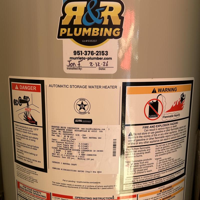 Water heater installation with new gas line and flex lines