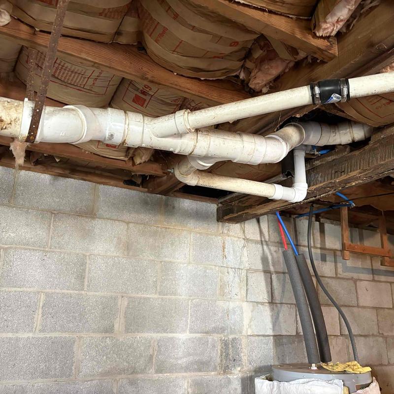 PVC mainline pipe with offset 45 and Fernco coupling