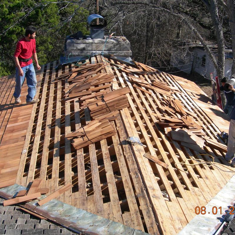Wooden shake shingles and roof deck replacement Wooden shake shingles and roof deck replacement