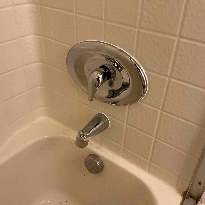 Moen single handle shower valve and spout installed