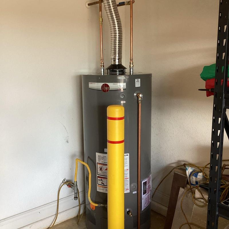 Rheem 75-gallon natural gas water heater installation