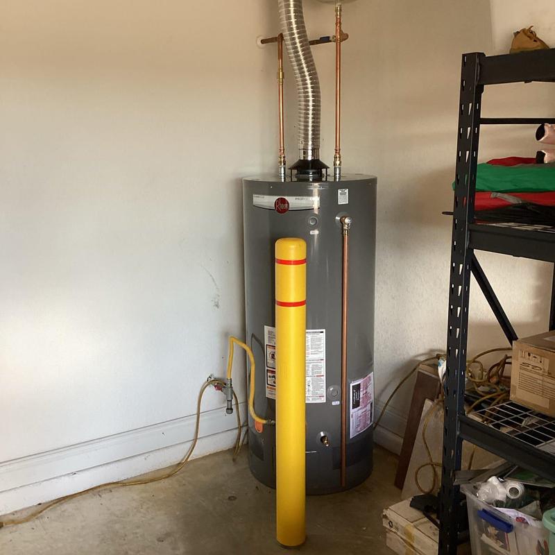 Rheem 75-gallon natural gas water heater installed