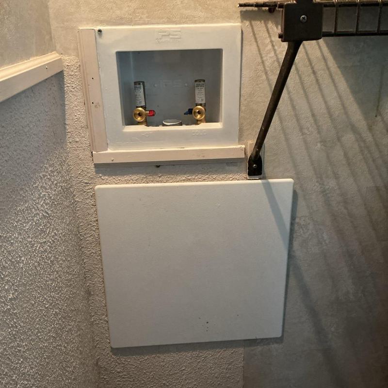 Washing machine supply box with valves installed