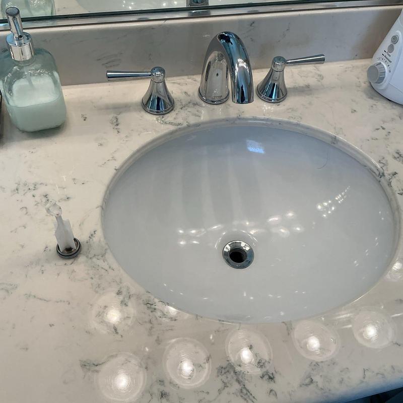 Sink pop-up assembly missing on bathroom vanity sink