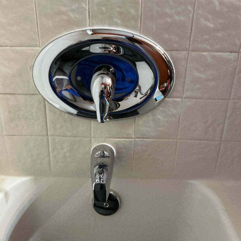 Shower valve and overflow assembly in bathtub